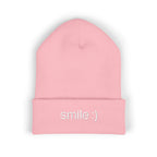 "smile :)" funny cuffed beanie