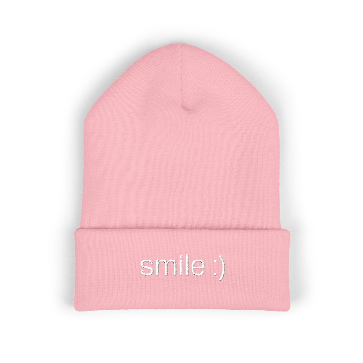 "smile :)" funny cuffed beanie