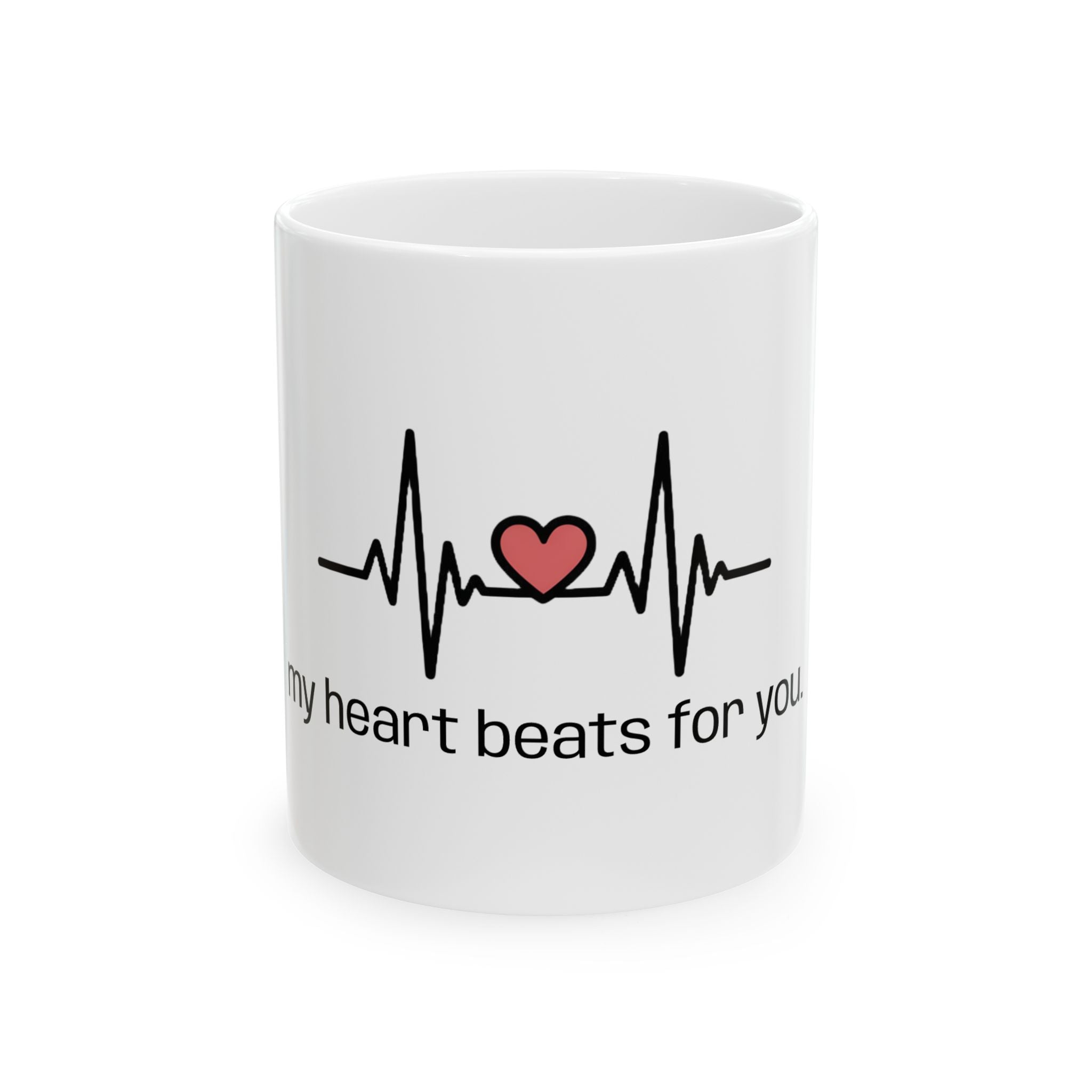 Ceramic Heartbeat Love Mug - "my heart beats for you."