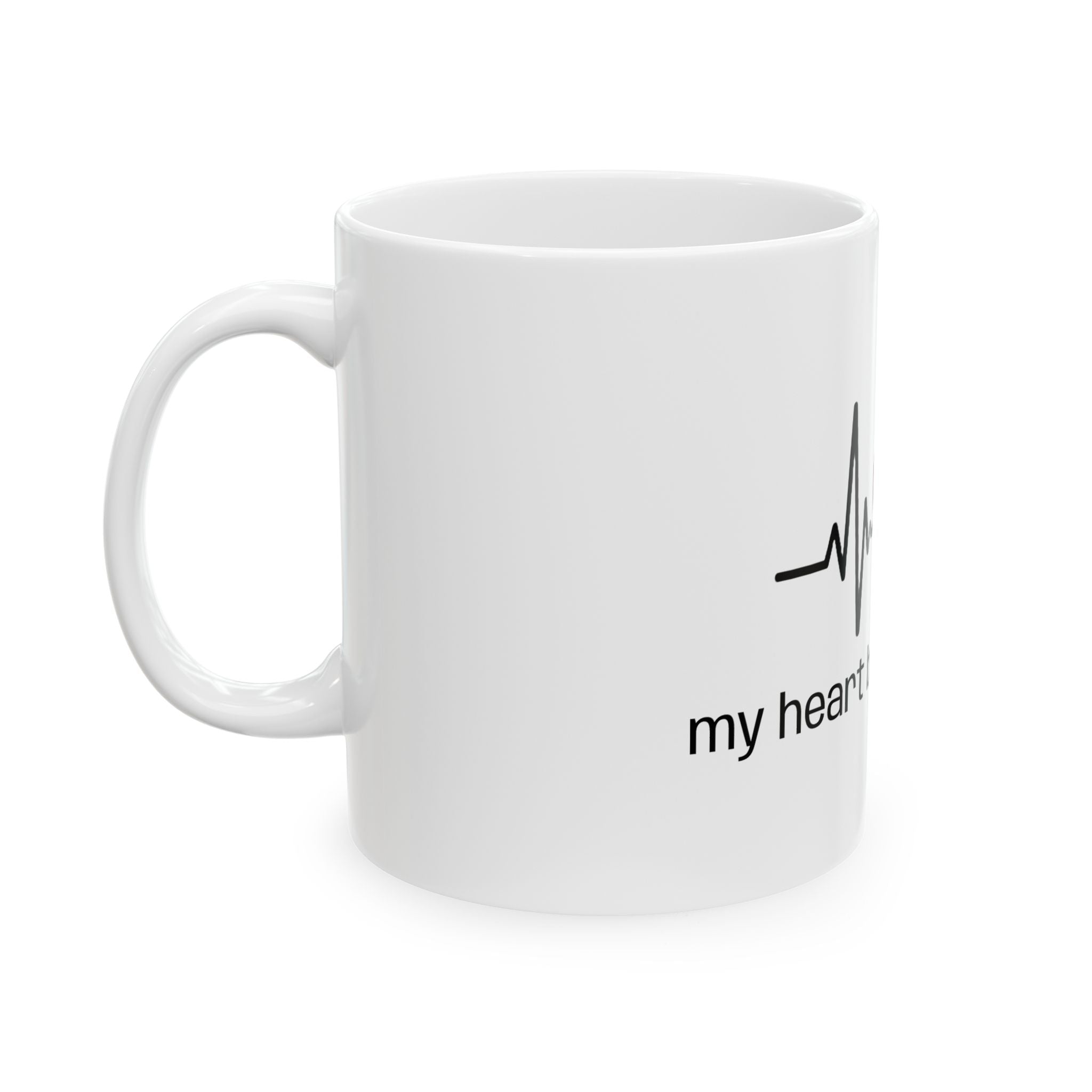 Ceramic Heartbeat Love Mug - "my heart beats for you."