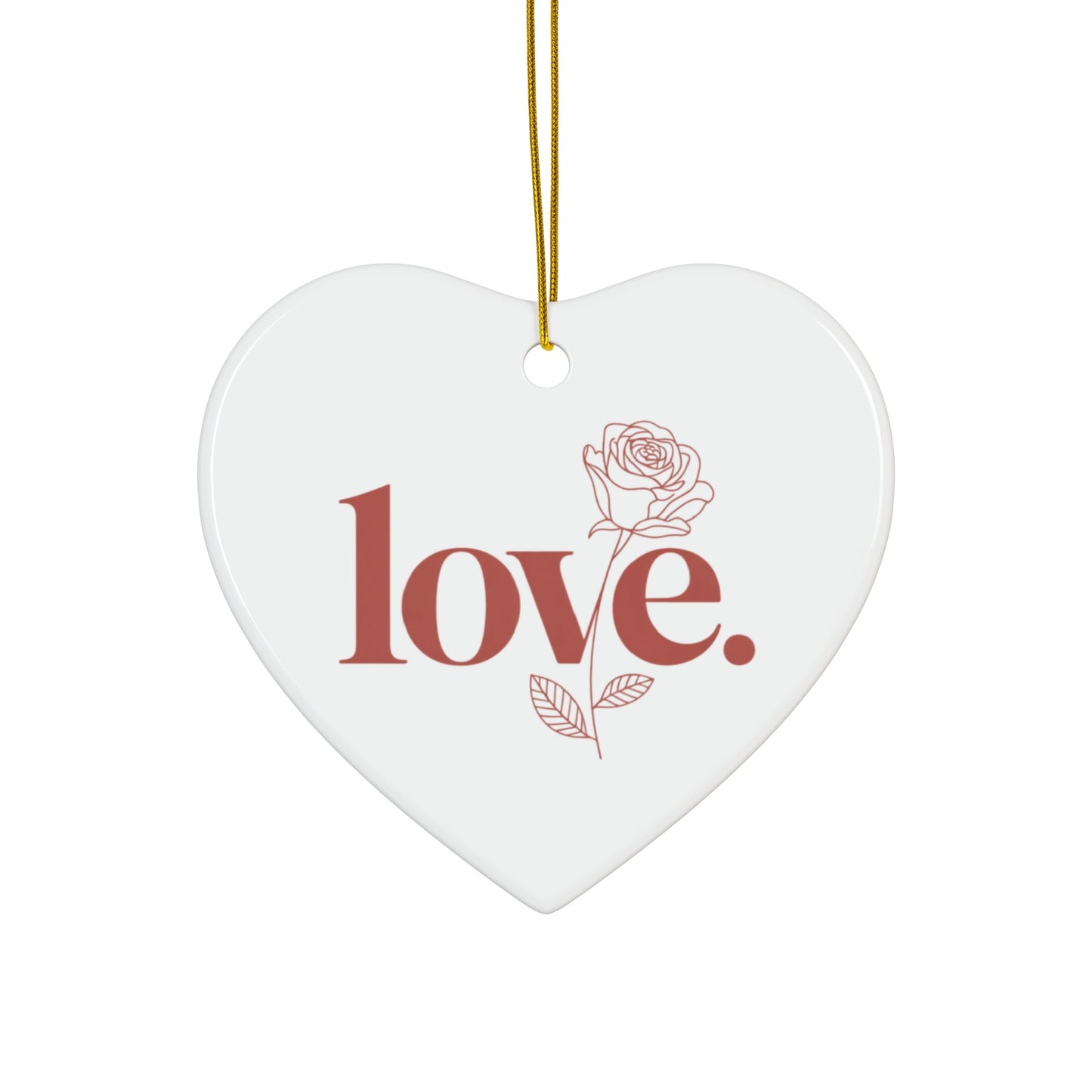 Love Rose Ceramic Ornament - Round Valentine’s Day Keepsake