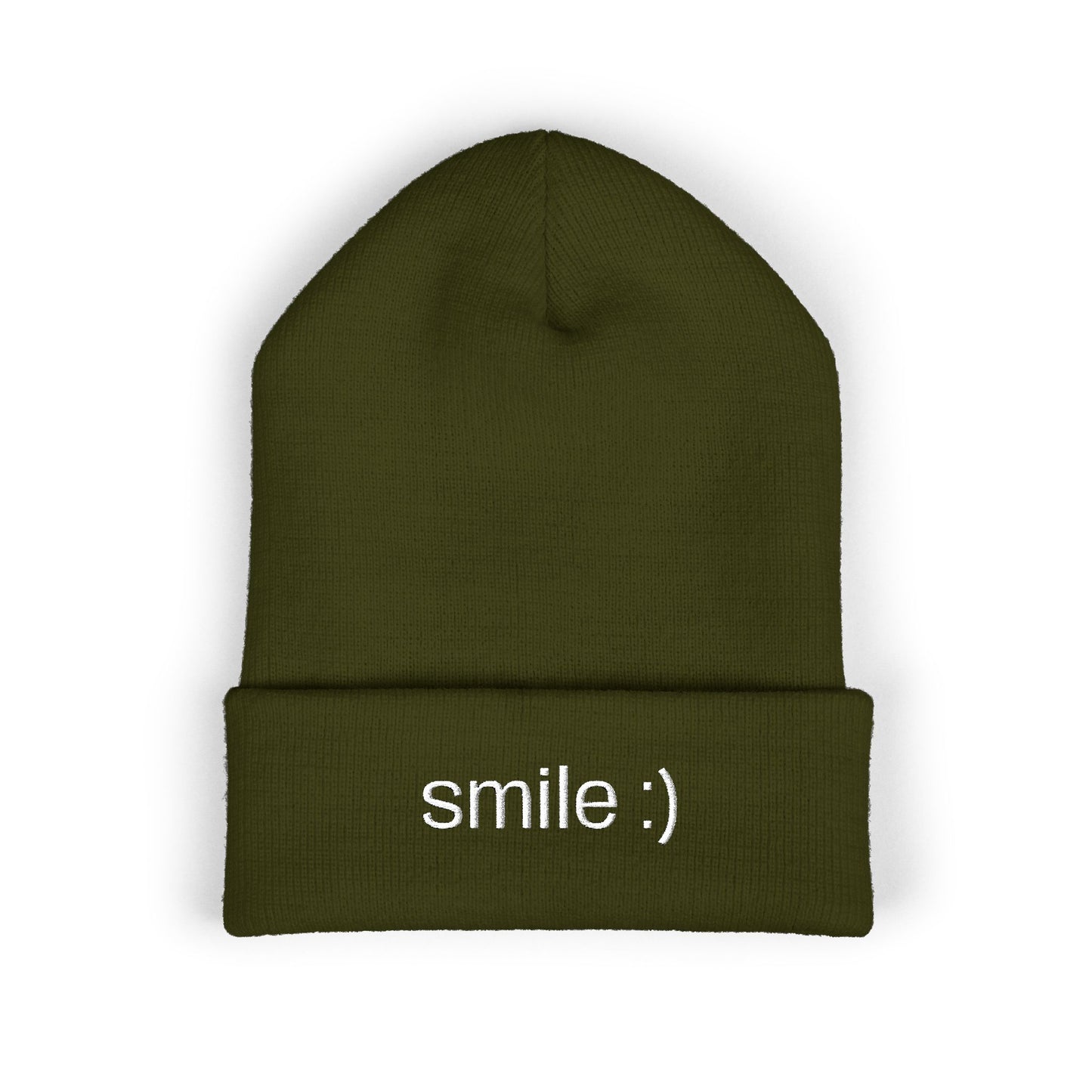 "smile :)" funny cuffed beanie