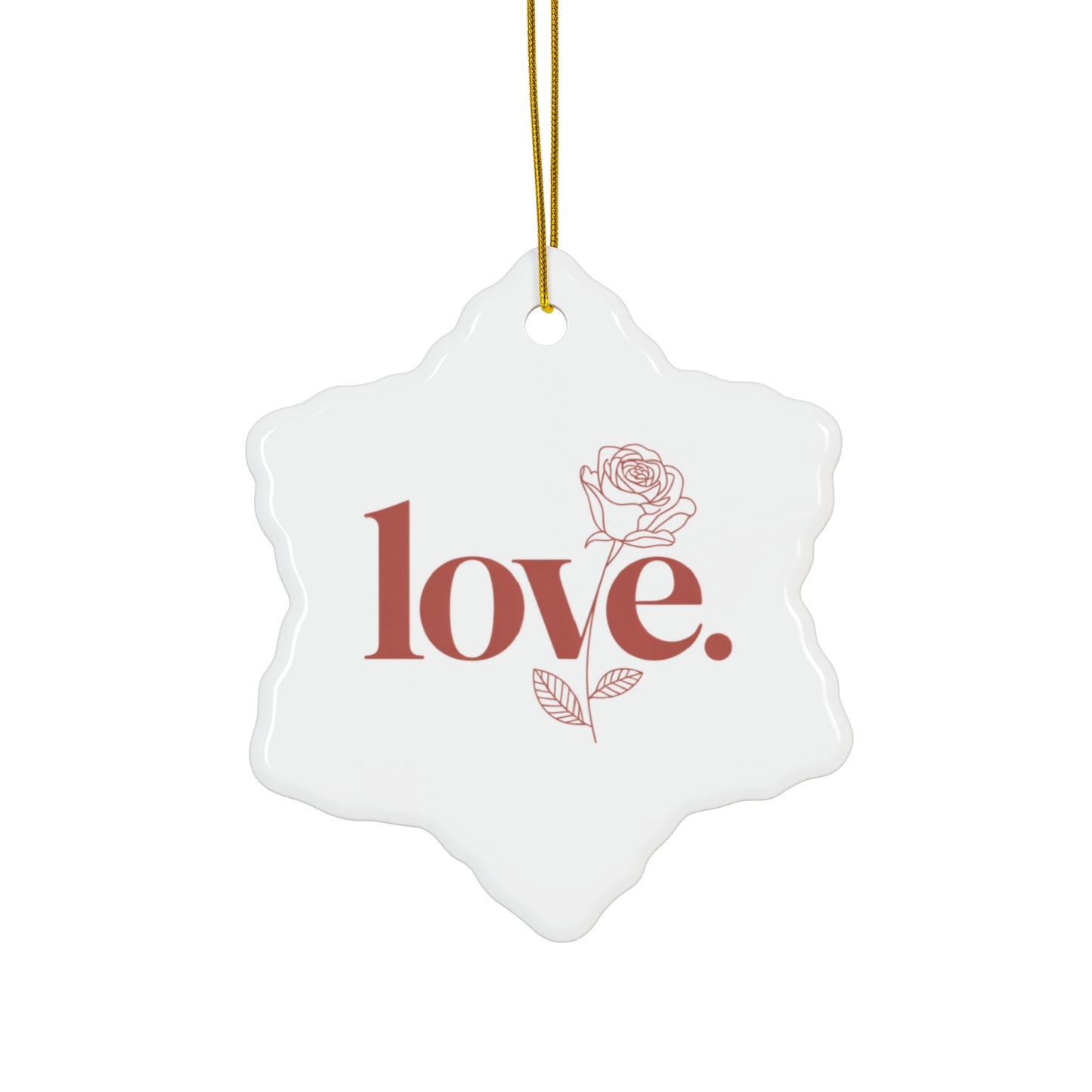 Love Rose Ceramic Ornament - Round Valentine’s Day Keepsake