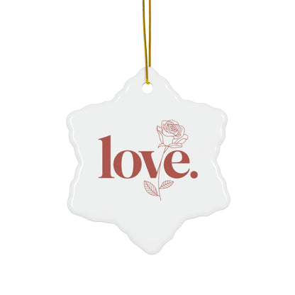 Love Rose Ceramic Ornament - Round Valentine’s Day Keepsake