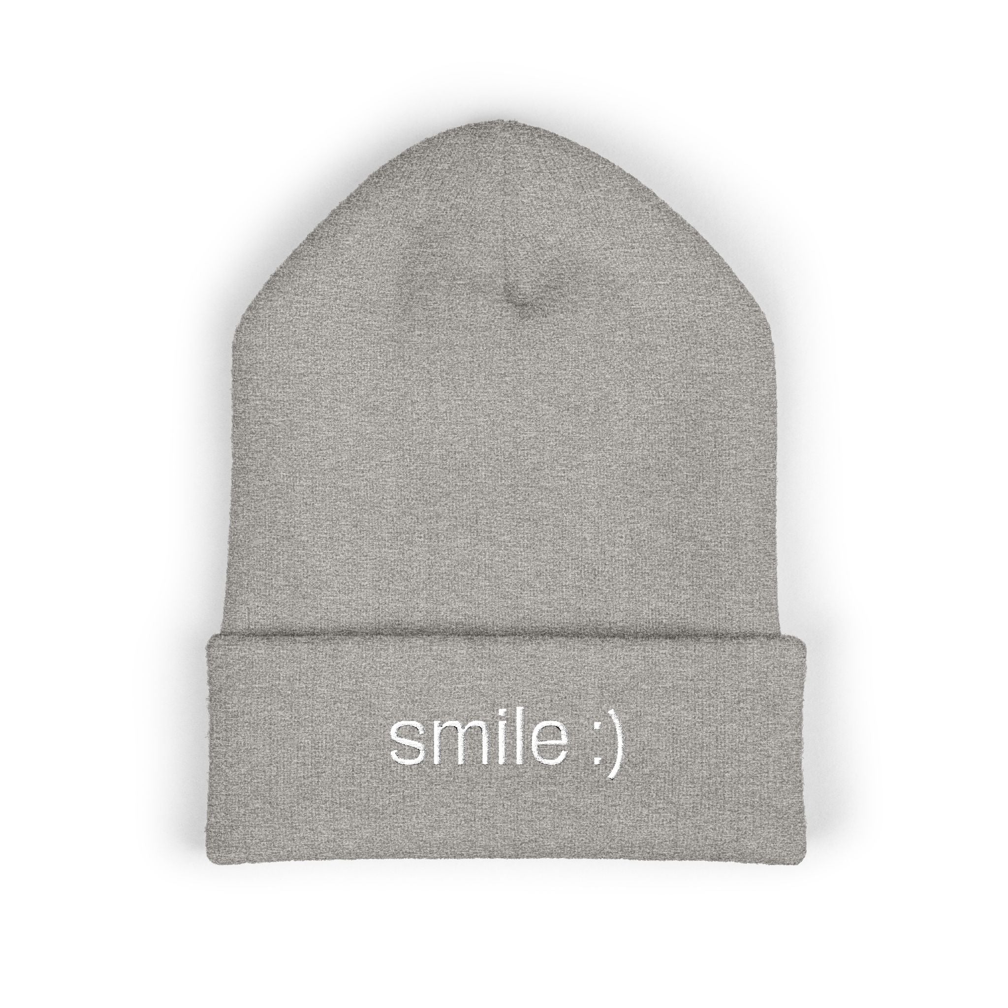 "smile :)" funny cuffed beanie