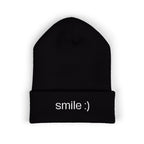 "smile :)" funny cuffed beanie