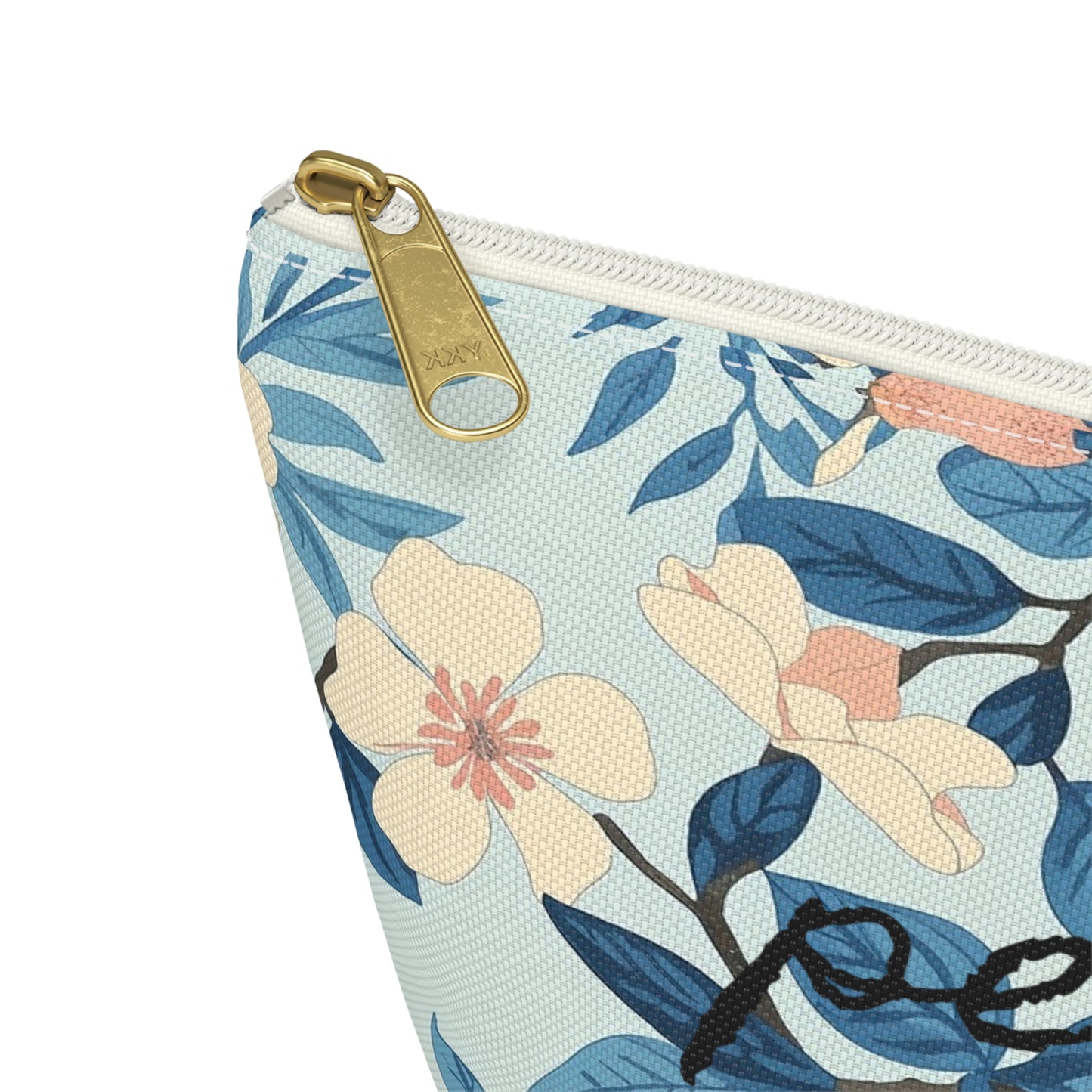 Peace Floral Accessory Pouch – Blue Botanical Makeup Bag
