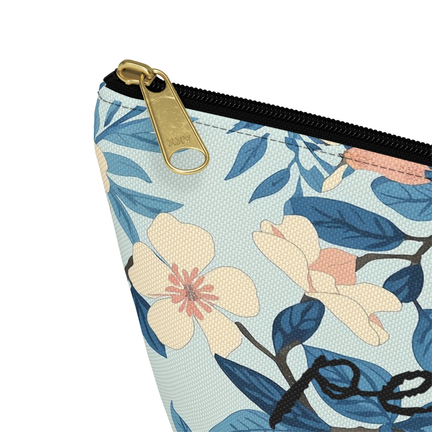 Peace Floral Accessory Pouch – Blue Botanical Makeup Bag