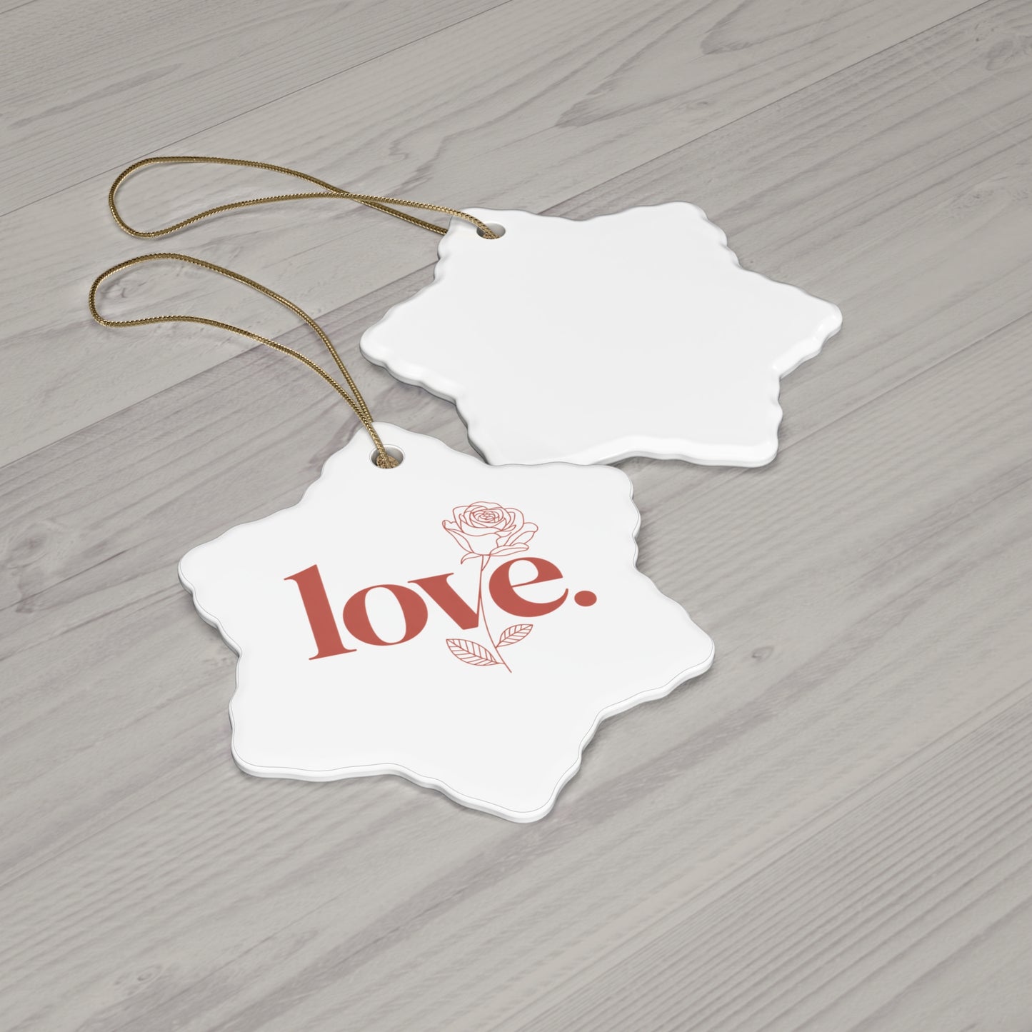 Love Rose Ceramic Ornament - Round Valentine’s Day Keepsake