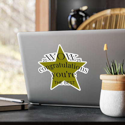Congratulations Star Kiss-Cut Vinyl Decal - "Wow You're The Best"