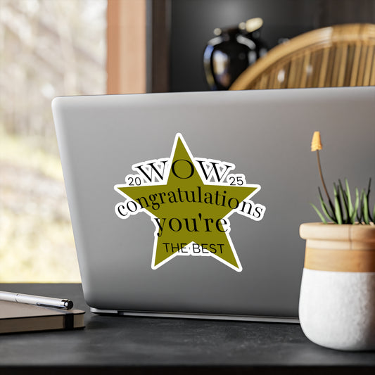 Congratulations Star Kiss-Cut Vinyl Decal - "Wow You're The Best"