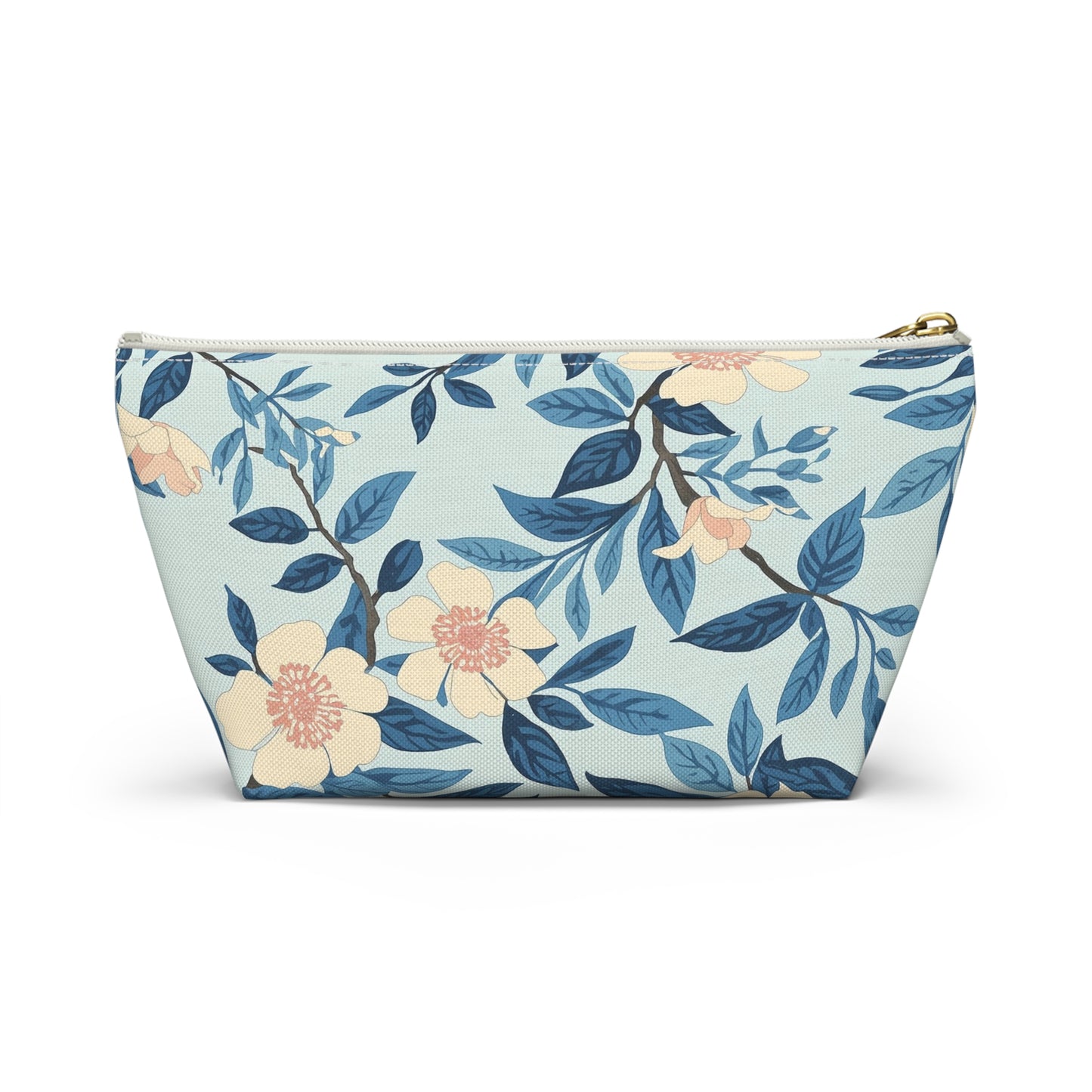 Peace Floral Accessory Pouch – Blue Botanical Makeup Bag