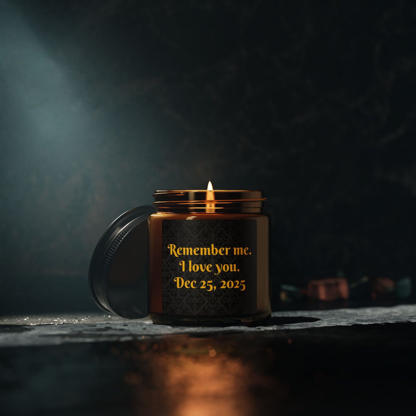 Memorial Scented Candle - "Remember me. I love you" (Amber Jar, Personalized Date)