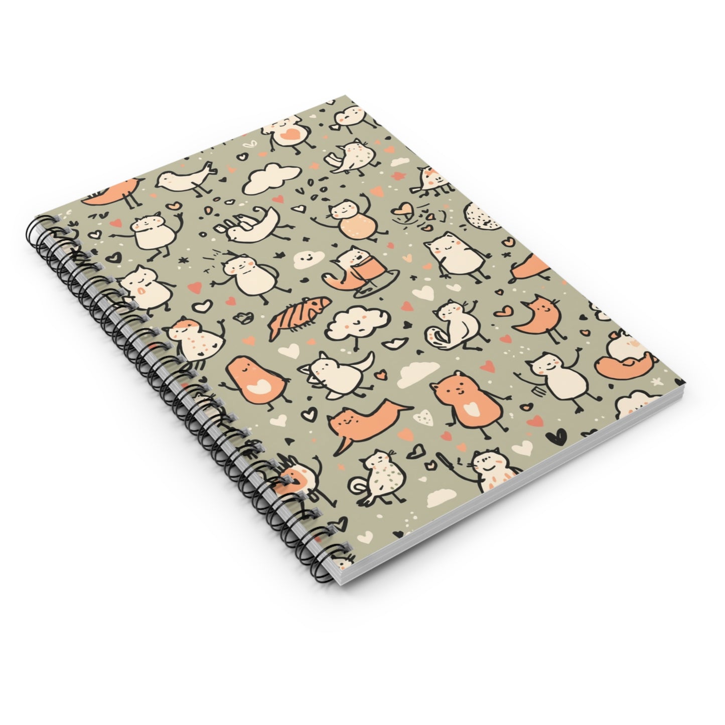 Cute Animal Doodle Spiral Notebook - Ruled Journal for Kids & Adults