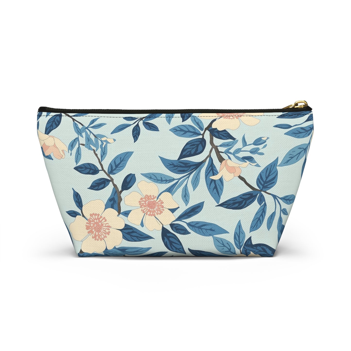 Peace Floral Accessory Pouch – Blue Botanical Makeup Bag