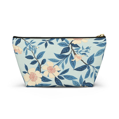 Peace Floral Accessory Pouch – Blue Botanical Makeup Bag