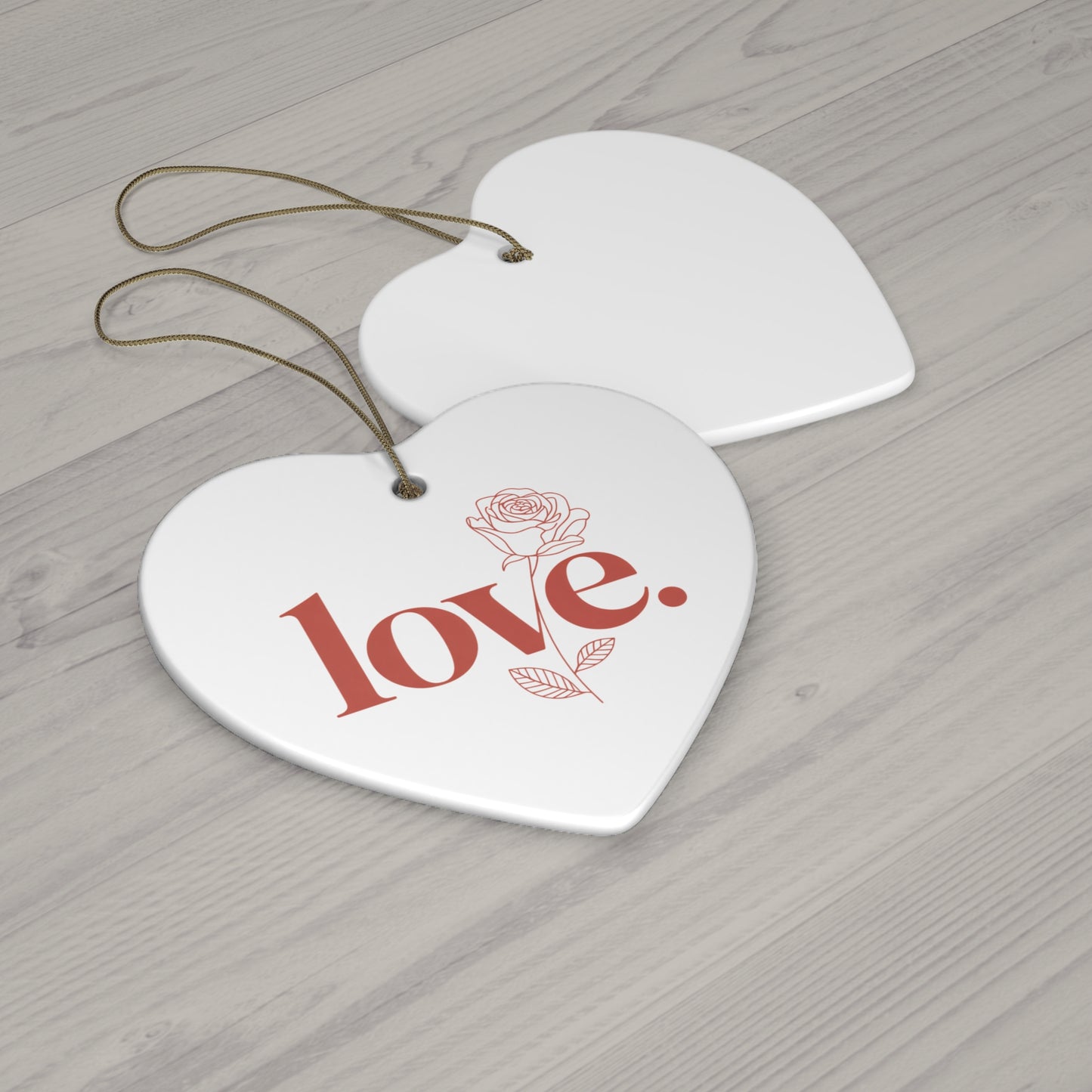 Love Rose Ceramic Ornament - Round Valentine’s Day Keepsake