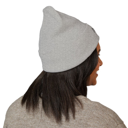 Embroidered "help." Cuffed Beanie - Minimalist Winter Hat